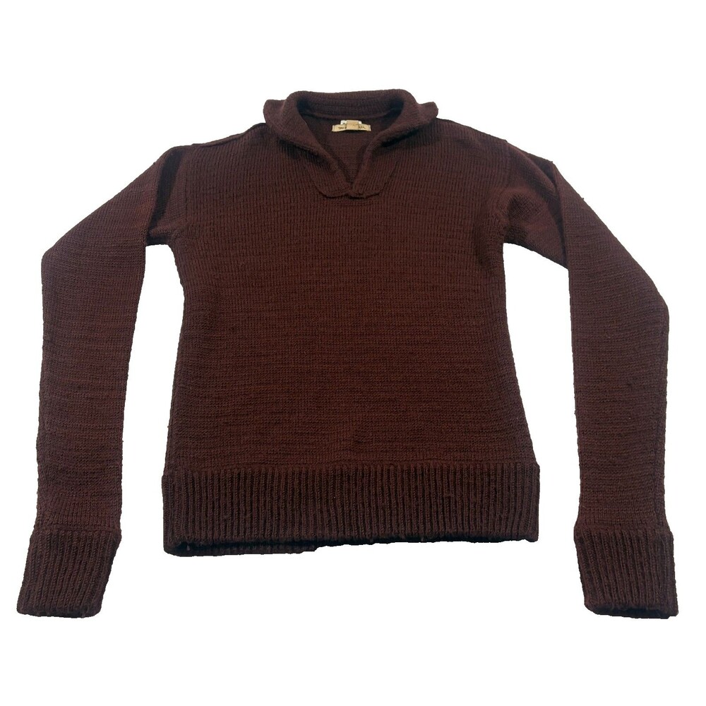 John Varvatos USA Collar Pullover Knit Wool Blend Sweater Preppy Maroon M FLAWS
